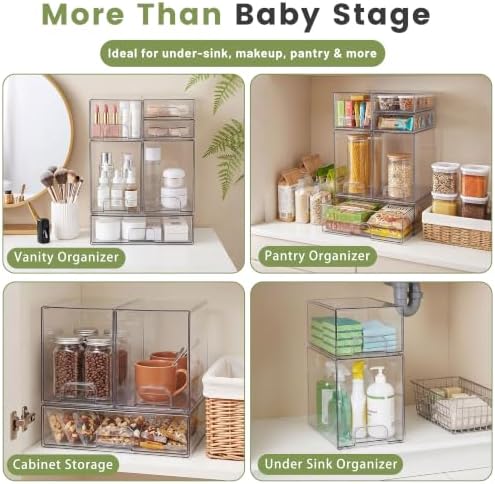 Baby Bottle Organizer, 6-Piece Clear Acrylic Stackable Storage Drawers - Image 4