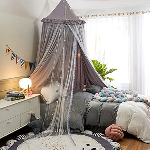 VETHIN Bed Canopy Double Layer Princess Round Dome Dreamy Mosquito Net Bedding - Image 3