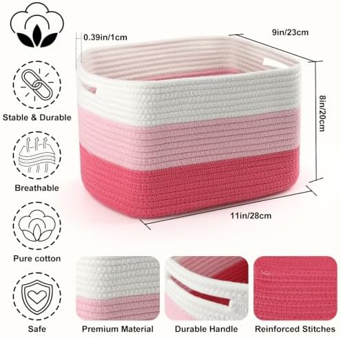4 Pack Storage Baskets for Organizing, and Clothes, Cotton Rope Basket for - Image 2