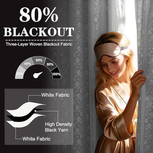 ASPMIZ White Blackout Curtains for Bedroom Double Layer Curtains 52x63 - Image 2