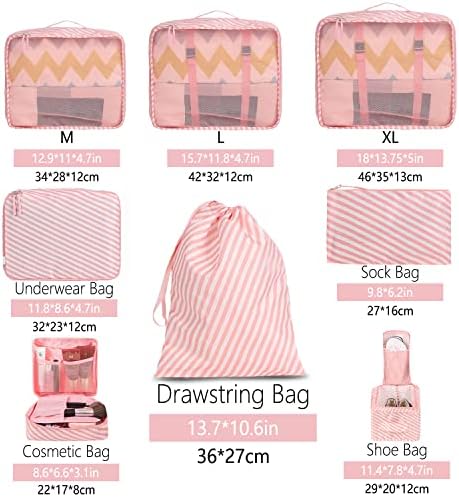 BAGAIL 8 Set Packing Cubes Luggage Packing Organizers - Image 2