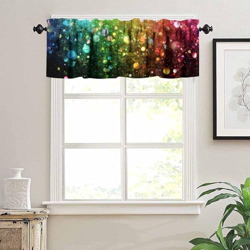 Rainbow Lights Window Valance, Abstract Fantasy Colorful Rainbow Polka Dots - Image 2