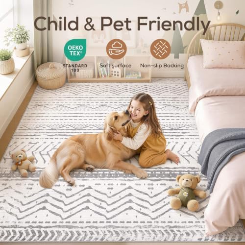 Nakagishi Area Rugs 8x10 Living Room: Washable Boho Large Neutral Soft - Image 4
