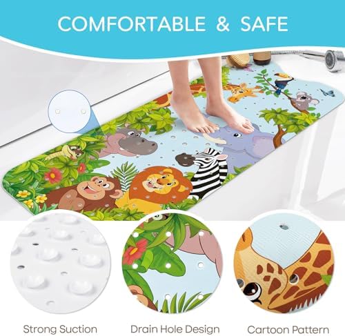 SHUCHING Baby Bath Mat for Tub Non Slip-40x16 Inch, Safari Animal - Image 5