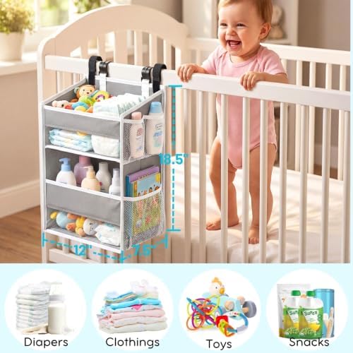 Hanging Diaper Organizer, 2 Tier Hanging Diaper Caddy, Holds 90+ Diapers - Image 6