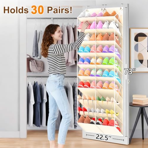 UVIAHOMI 20-30 Pairs Over the Door Shoe Organizer, 10-Tier Door Shoes Rack - Image 2
