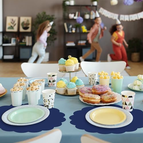 120 Pcs Navy Blue Paper Placemats, 13.5 Inch Disposable Scalloped Place Mat - Image 5