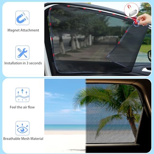 ZATOOTO Car Window Shades Magnetic Mesh Sun Shade - Image 3