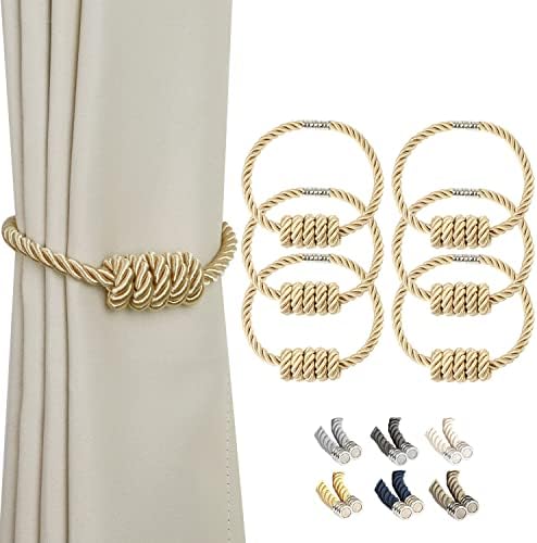 BEL AVENIR Magnetic Curtain Tiebacks 6 Pack Hand-Woven Curtain Ties by BELAVENIR