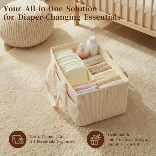 Corduroy Baby Diaper Caddy Organizer - Image 3