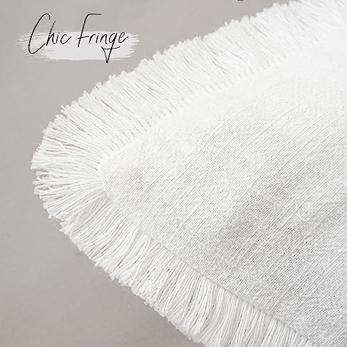 Foindtower Decorative Linen Fringe Throw Pillow Covers 20×20 Inch - Image 3
