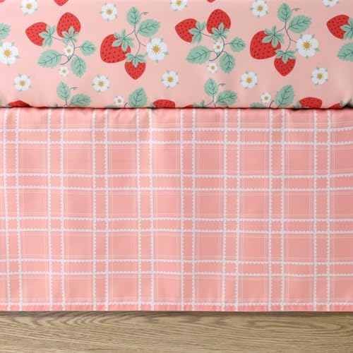 The Peanutshell Strawberry Sweet 3-Piece Baby Girl Crib Bedding Set – Pink - Image 4