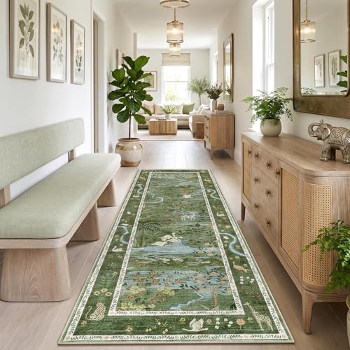 2x6 Hallway Runner Rug Non Slip Forest Nursery Runners Washable Stain Resistant - Image 3