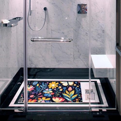 Bathtub Mat Non Slip 26.8x15.1In, Butterfly Floral Bath Mat - Image 6