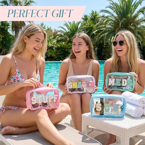4 Pcs Toiletry Bag Clear Chenille Letter Pouch Diaper Bag Organizer Snacks - Image 4