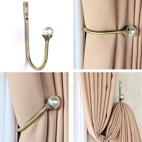 4 Pack Curtain Holdbacks Wall Mounted Curtain Tiebacks Hooks Plastic Pearl U - Image 6