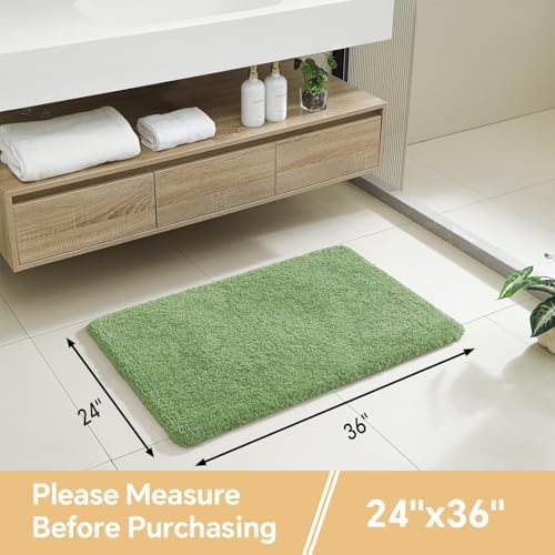Polyester Bathroom Rug 24"x36" Hunter Green, Non-Slip Soft Bath Mat - Image 2