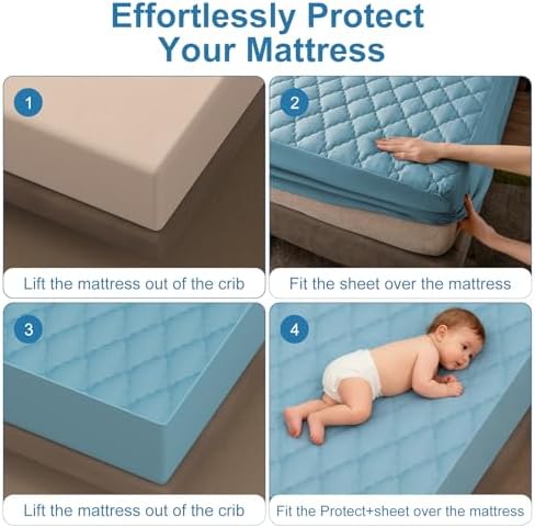 2Pack Waterproof Crib Sheets Cotton 24X38 Fitted Crib Sheets Crib Mattress - Image 5
