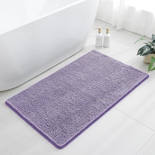 Chenille Bathroom Rug 30"x50" Lavender, Large Plush Bath Mat by Kildoss