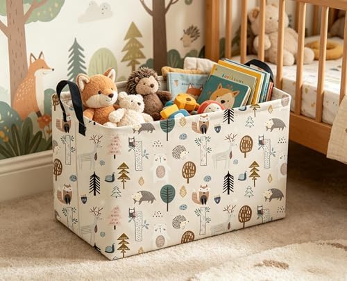 Sanjiaofeng Rectangular Cute Animals Storage Baskets, Foldable Kids Toy Clothes - Image 6