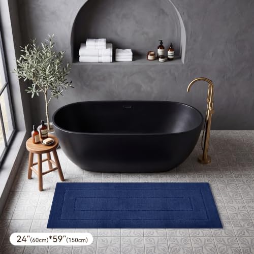 GRANNY SAYS Blue Bathroom Runner Rug 59" x 24", Soft Microfiber Bath Mat - Image 5