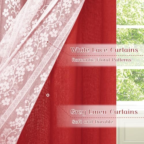 ASPMIZ Linen Valance Curtains Double Layers Window Curtains - Image 2
