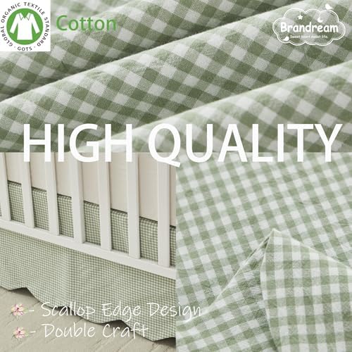 Brandream Scallop Edge Cotton Crib Skirt, Baby Boy, Baby Girl, Gender Neutral - Image 4