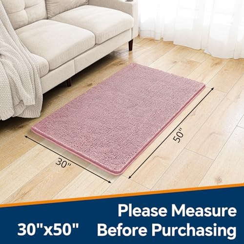Chenille Bathroom Rug 30"x50" Blush, Large Plush Bath Mat - Image 2