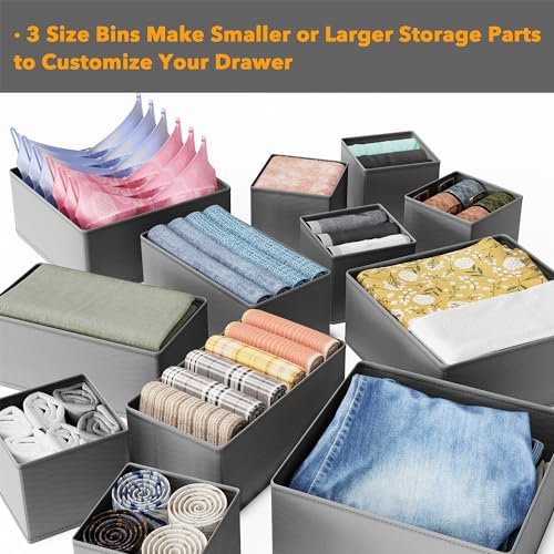 SpaceAid Drawer Organizer Clothes, 12 Pack Dresser Organizer Bins - Image 5