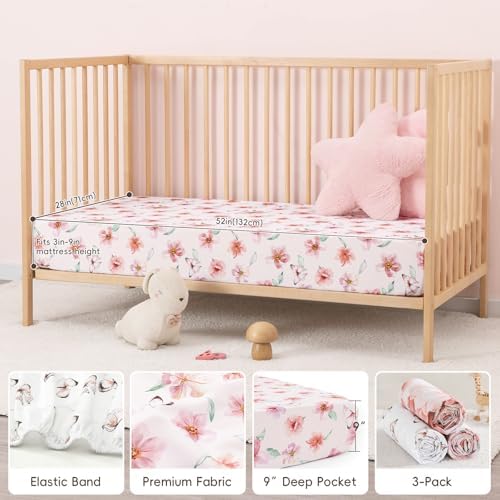 david's kids 3 Pack Fitted Crib Sheets, Ultra Soft Breathable Comfortable Baby - Image 2