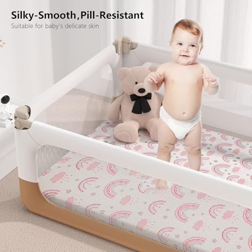 Pack N Play Sheets Fitted, Mini Crib Sheets, Breathable Soft Unisex Playard - Image 6