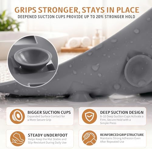 Yimobra Bathtub Mat Non Slip, Super Strong Suction Cups, Machine Washable Fast - Image 3