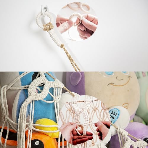 Amdermi Stuffed Animal Hammock Corner Wall, Boho Macrame Plush Toy Net - Image 6