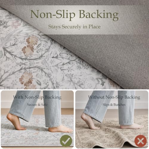JOLLYVOGUE 3x5 Washable Rug, Vintage Floral Area Rug - Image 4