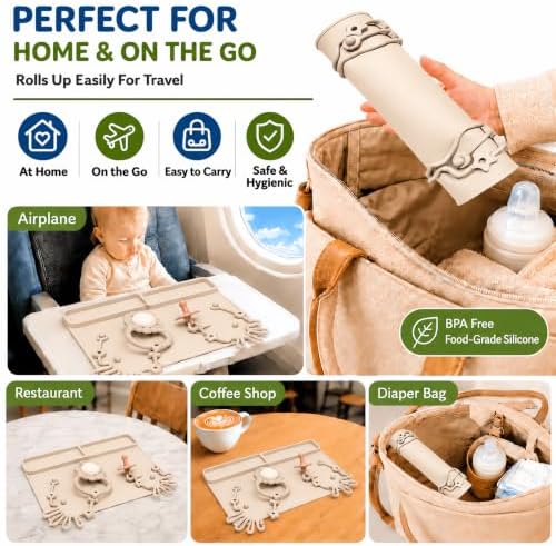 2 Pack Baby Silicone Mat with Suction Base & 8 Stretchable Straps, Lovbaby Baby - Image 6