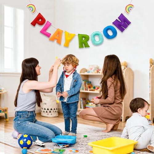 Pre-Strung 3D Rainbow Playroom Felt Banner Reusable Kid Playroom Decoration - Image 5