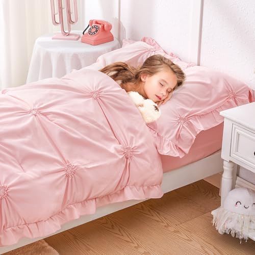 Princess Toddler Bedding Set for Girls, 4 Piece Ruffles Jacquard Embroidery - Image 4