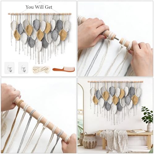 Large Macrame Wall Hanging Boho Woven Tapestry Chic Modern Home Decorations - Image 7