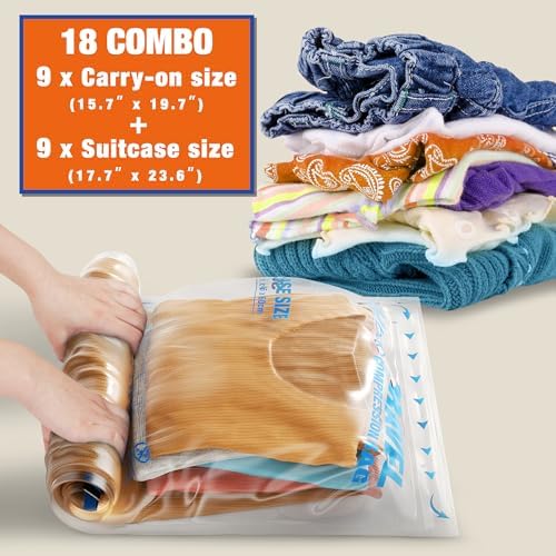 18 Compression Bags for Travel Essentials, Vacuum Packing Space Saver Bags for - Image 2