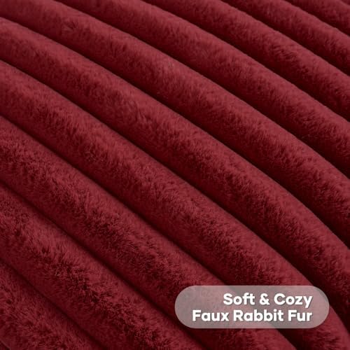 FUTEI Pack of 2 Faux Fur Throw Pillow Covers 22x22 Inch - Image 2