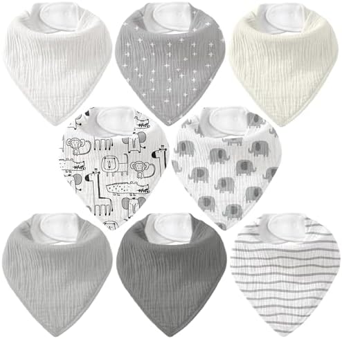 8 Pack Muslin Baby Bandana Bibs by CivaruaKids