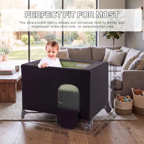 Crib Blackout Cover for Pack N Play, Breathable Sleep Canopy - Image 2