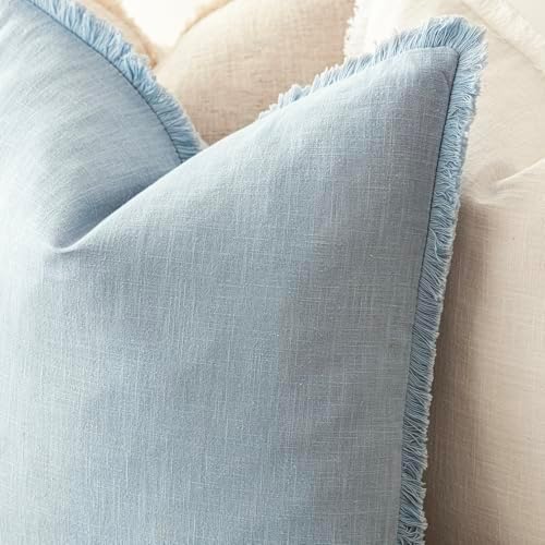 Foindtower Decorative Linen Fringe Throw Pillow Covers Cozy Boho Farmhouse - Image 5