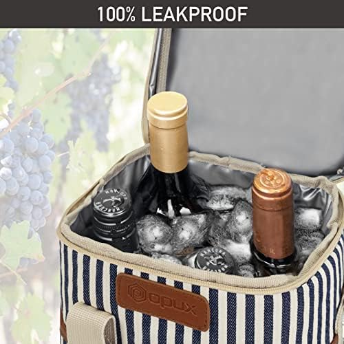 opux Insulated Wine Cooler Bag, Leakproof 4 Bottle Tote Carrier - Image 5