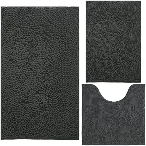 BOANKODU Bathroom Rugs Chenille Bath Mat Set 3-Piece Bath Rugs by BOANKODU