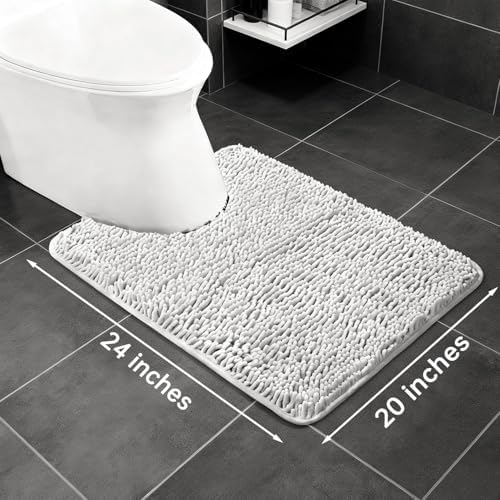 Yeaban Toilet Rugs U-Shape 20"x24", Light Gray - Image 2