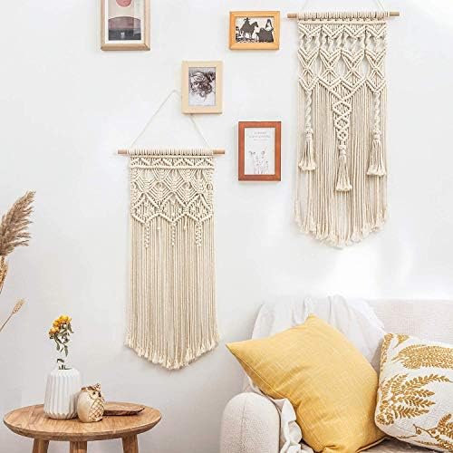 Mkono 2 Pcs Macrame Wall Hanging, Boho Woven Chic Tapestry Decor - Image 3