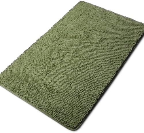 Yeaban Chenille Sage Bathroom Rug 30"x50", Non-Slip Rubber Backing by Yeaban