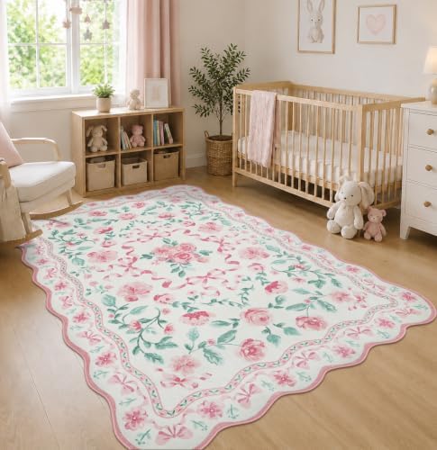Rugalia Bow Floral Washable 5x7 Rug - Image 5