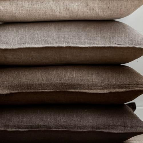 Foindtower Linen Solid Decorative Throw Pillow Covers 20x20 Inch Brown Tan - Image 5